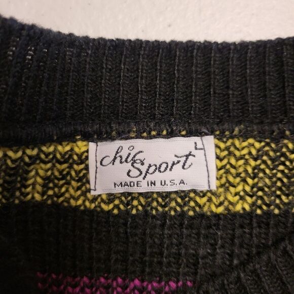 CHIC Sport 80s Snowflake Colorful Sweater Vest Women's Large Fair Isle - Picture 7 of 10